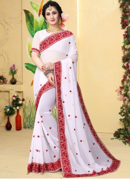 White Color Trendy Saree