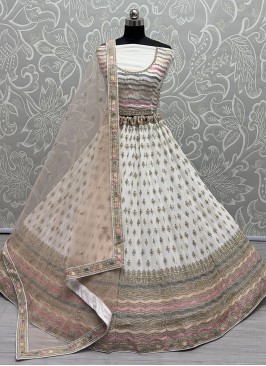 White Embroidered Georgette Trendy Lehenga Choli