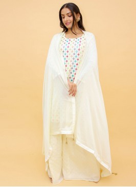 White Foil Print Festival Designer Salwar Kameez