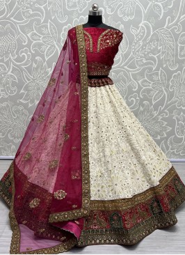 White Georgette Embroidered Designer Lehenga Choli
