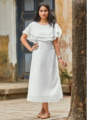 White Georgette Party Wear Kurti