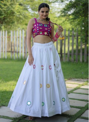 White Rayon Mehndi Readymade Lehenga Choli