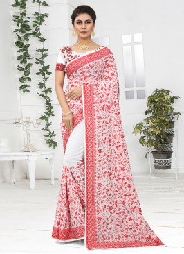 White Resham Classic Saree