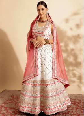 White Sangeet Readymade Lehenga Choli