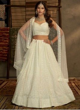 White Sequins Georgette Trendy Lehenga Choli