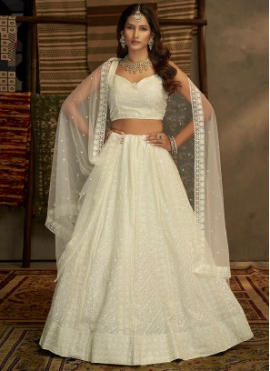 White Sequins Georgette Trendy Lehenga Choli