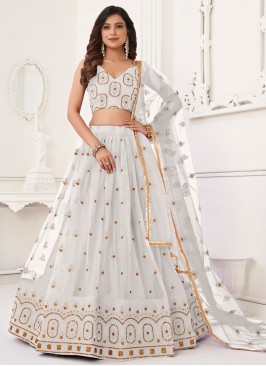 White Thread Work A Line Lehenga Choli