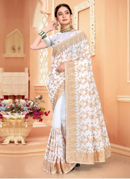 White Wedding Georgette Classic Saree