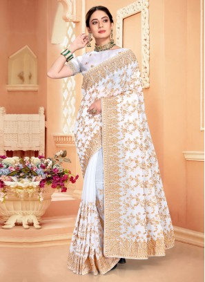 White Wedding Georgette Classic Saree