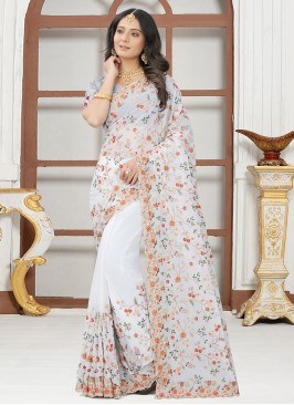 White Zari Contemporary Style Saree