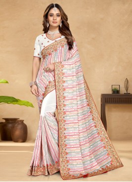 White Zari Georgette Contemporary Saree