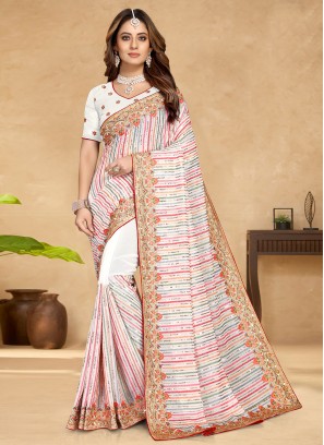 White Zari Georgette Contemporary Saree