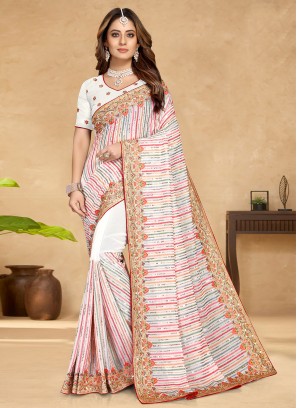 White Zari Georgette Contemporary Saree