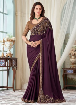 Wine Border Classic Saree