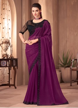 Wine Border Wedding Contemporary Saree