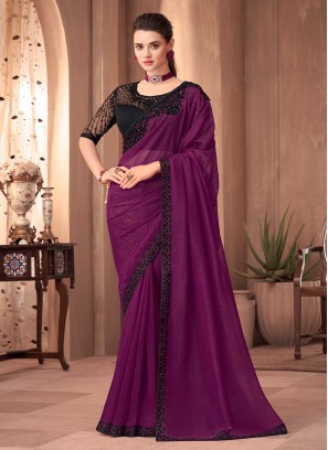 Wine Border Wedding Contemporary Saree