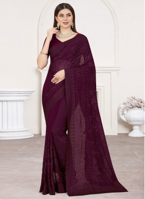 Wine Color Classic Saree