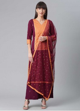 Wine Color Crepe Kurti Dress