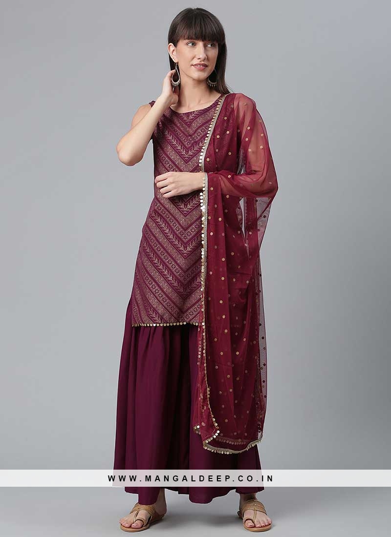 Buy Wine Kurta Suit Sets for Women by Japnaam Online | Ajio.com