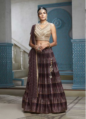 Wine Color Fancy Lehenga Choli