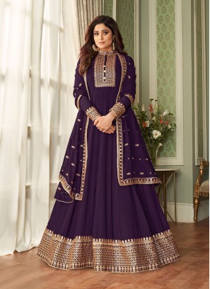 Wine Color Georgette Anarkali Dress