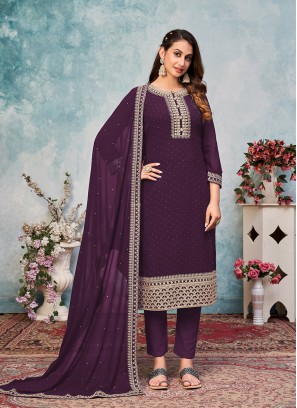 Wine Color Georgette Salwar Suit