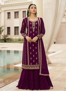 Wine Color Georgette Shrara Suit