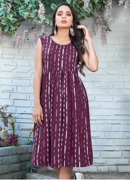 Wine Color Rayon Casual Wear Kurti