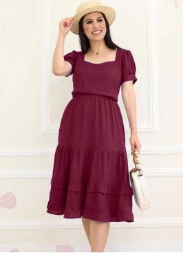 Wine Color Rayon Cotton Kurti