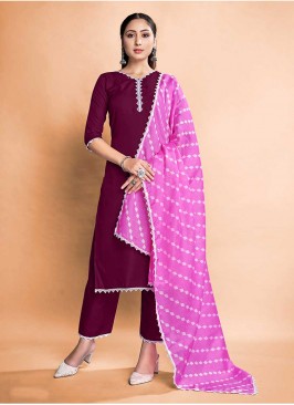Wine Color Rayon Readymade Dress
