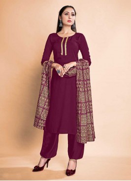 Wine Color Rayon Readymade Salwar Suits