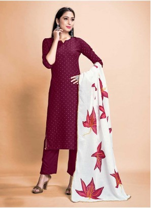 Wine Color Rayon Salwar Suit