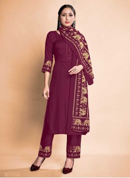 Wine Color Rayon Salwar Suit