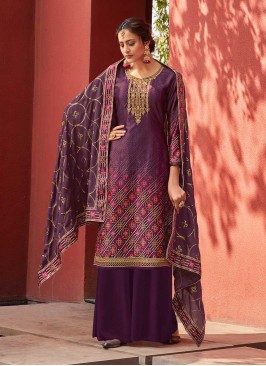 Wine Color Satin Hand Work Dress