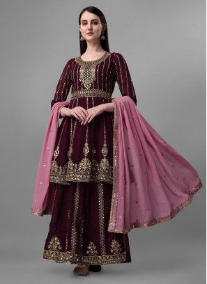 Wine Color Trendy Salwar Kameez