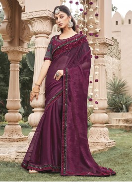 Wine Designer Shimmer Designer Saree