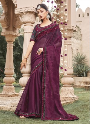 Wine Designer Shimmer Designer Saree