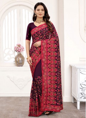 Wine Festival Faux Georgette Designer Saree