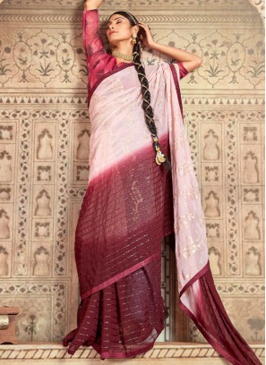 Wine Festival Georgette Contemporary Style Saree