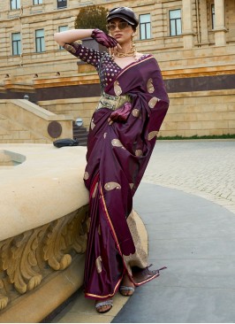 Wine Festival Satin Trendy Saree