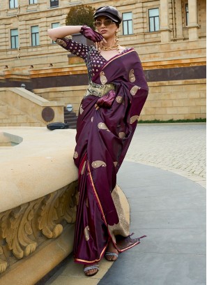 Wine Festival Satin Trendy Saree