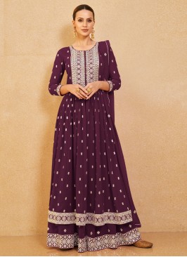 Wine Georgette Salwar Suit