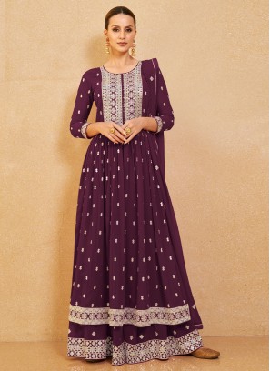 Wine Georgette Salwar Suit