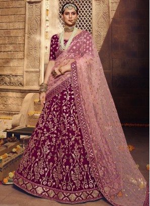 Wine Georgette Wedding Designer Lehenga Choli