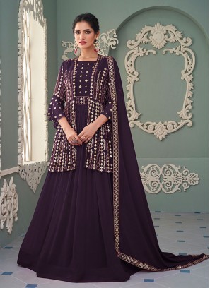 Wine Georgette Wedding Readymade Anarkali Suit