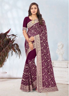 Wine Party Georgette Trendy Saree