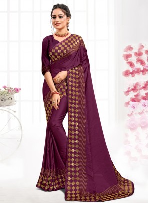 Wine Party Satin Contemporary Saree