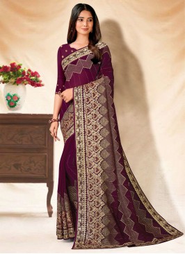 Wine Sangeet Georgette Saree