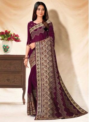 Wine Sangeet Georgette Saree