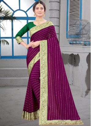 Wine Silk Festival Trendy Saree